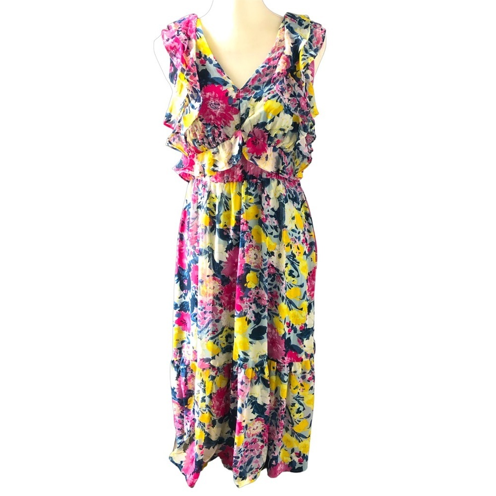 LC Lauren Conrad Floral Dress Multicolor Pastel NWT - Picture 1 of 7